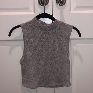 Gray mock neck tank top